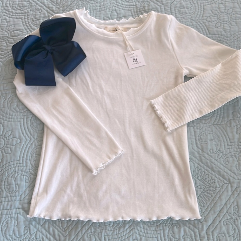 NWT Wren & James Long Sleeve Lettuce Trim Shirt Sz 8)